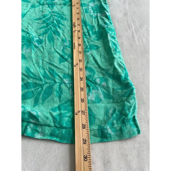 Caribbean Joe Mens XL Teal Hawaiian Floral Wood Buttons Shirt Washable Silk - Picture 4 of 8